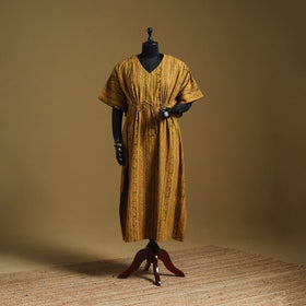 Hand akola long kaftan with tie-up waist 04 - handcrafted