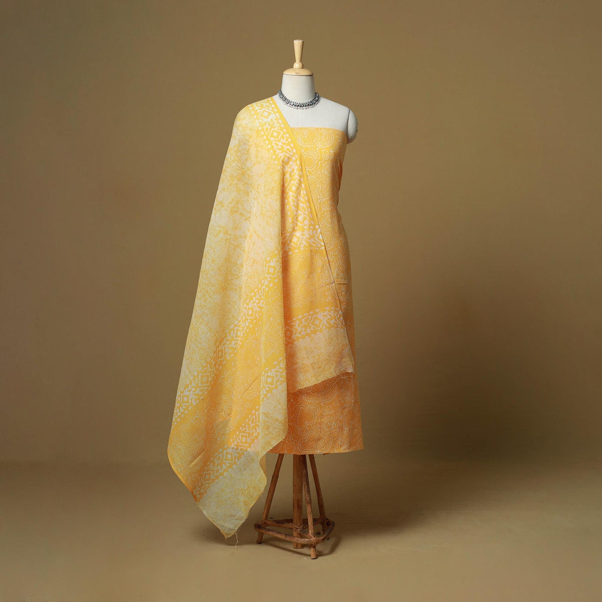 Hand batik cotton 3pc unstitched dress material 03