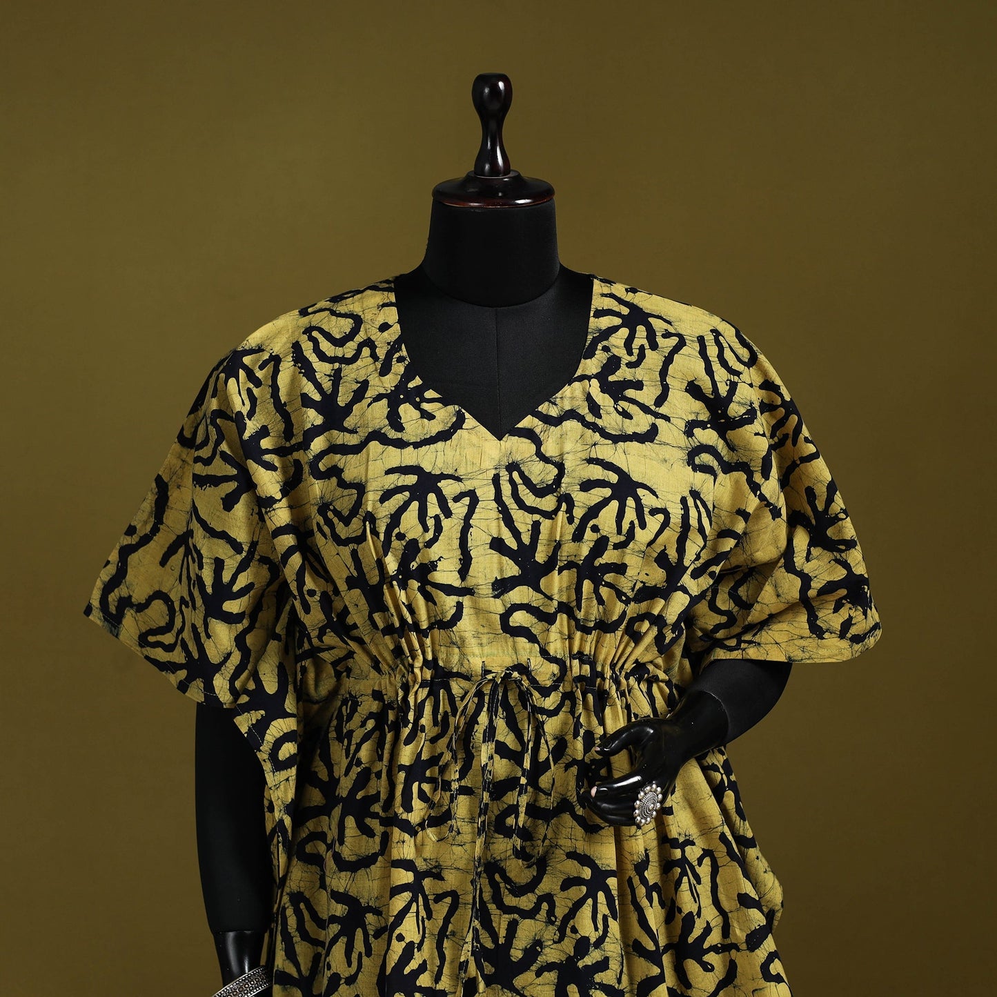 Hand batik cotton short kaftan 16 - handcrafted