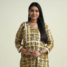  Hand Batik Printed Cotton Kurta with Palazzo Set 