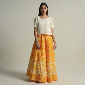  Hand Batik Printed Running Stitch Cotton Long Skirt 35 