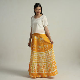 Buy Hand Batik Printed Running Stitch Cotton Long Skirt 73 Online l iTokri.com