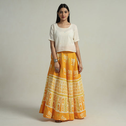 Buy Hand Batik Printed Running Stitch Cotton Long Skirt 73 Online l iTokri.com