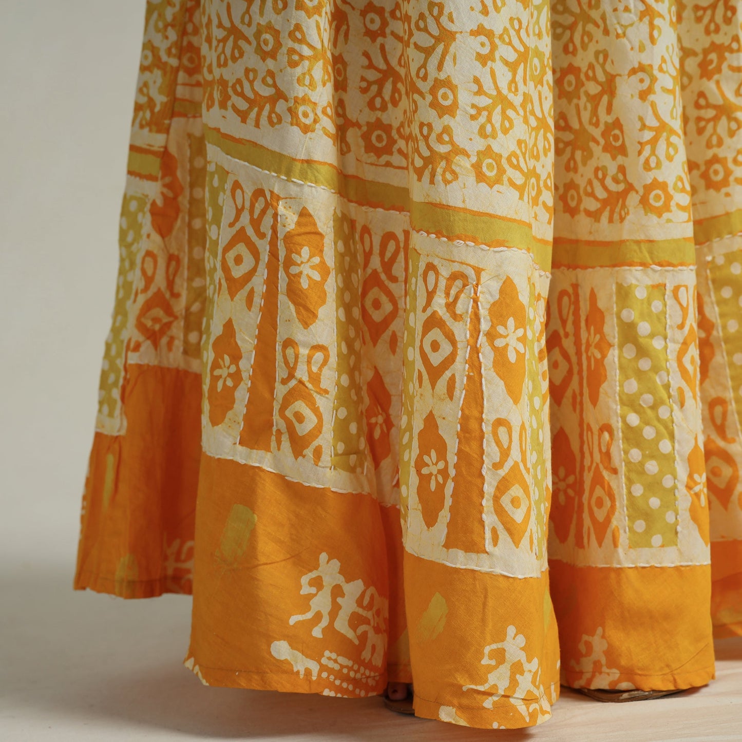 Buy Hand Batik Printed Running Stitch Cotton Long Skirt 73 Online l iTokri.com