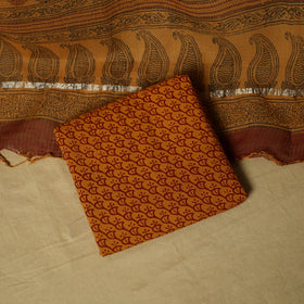 Hand block bagh print cotton 3pc unstitched dress material