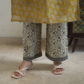 Buy Yellow Hand Block Bagru Print Chanderi Silk Kurta Set