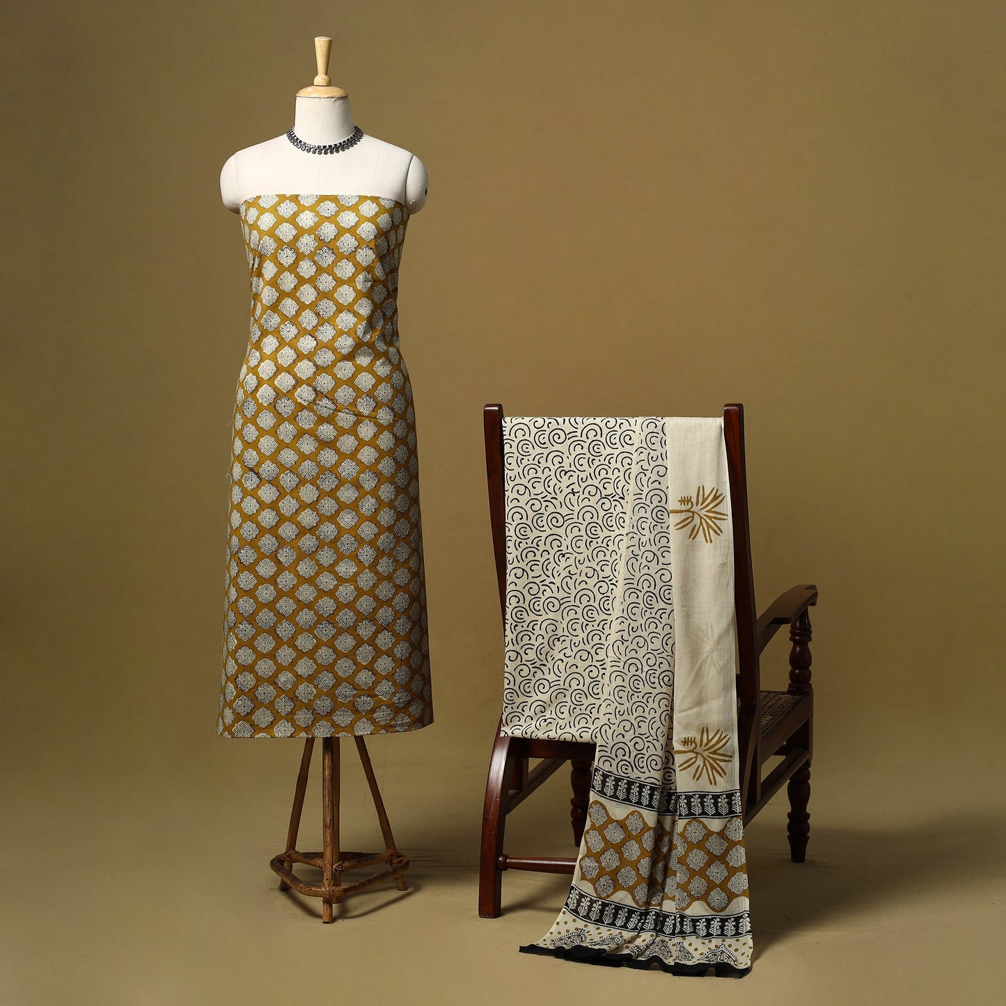 Hand bagru cotton 3pc unstitched dress material 24