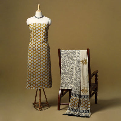 Hand bagru cotton 3pc unstitched dress material 24