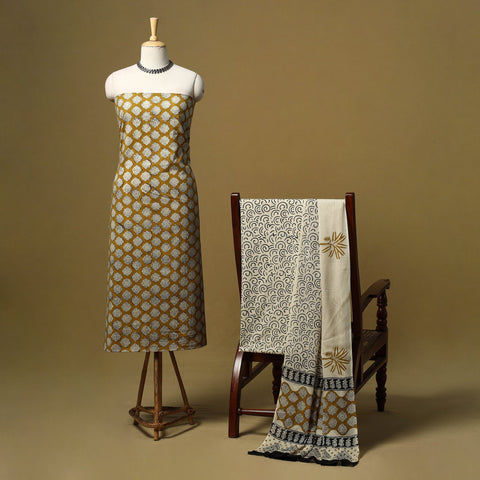 Hand bagru cotton 3pc unstitched dress material 24