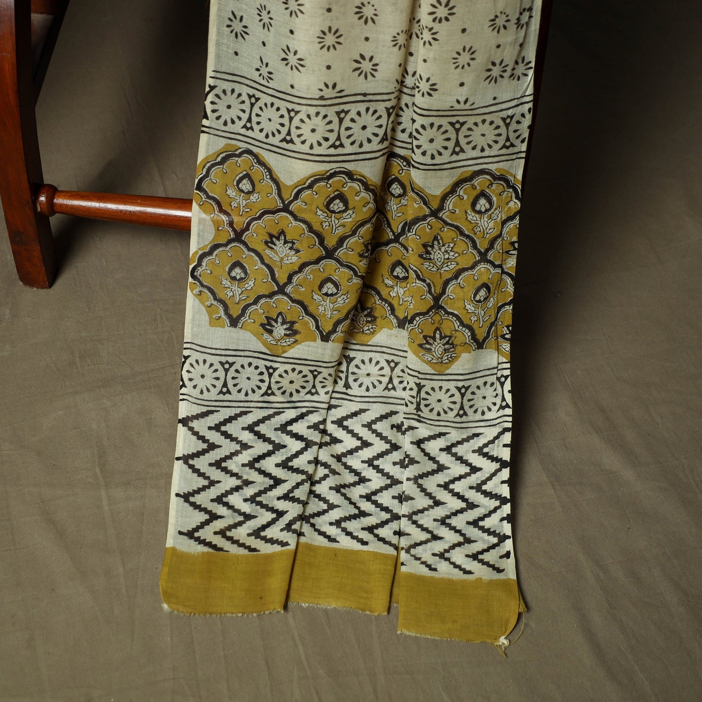 Hand block bagru print cotton 3pc unstitched dress material