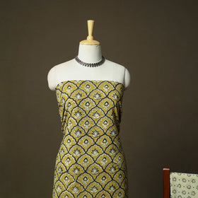Hand block bagru print cotton 3pc unstitched dress material
