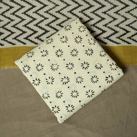 Hand block bagru print cotton 3pc unstitched dress material