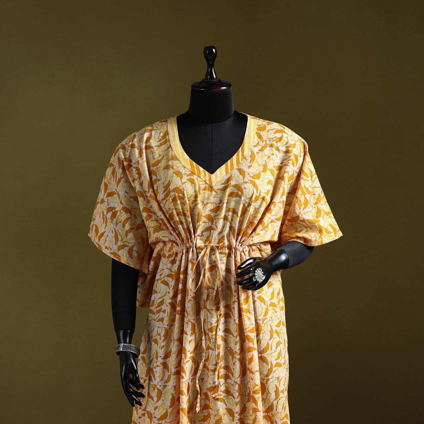 Hand batik cotton long kaftan 08 - handcrafted