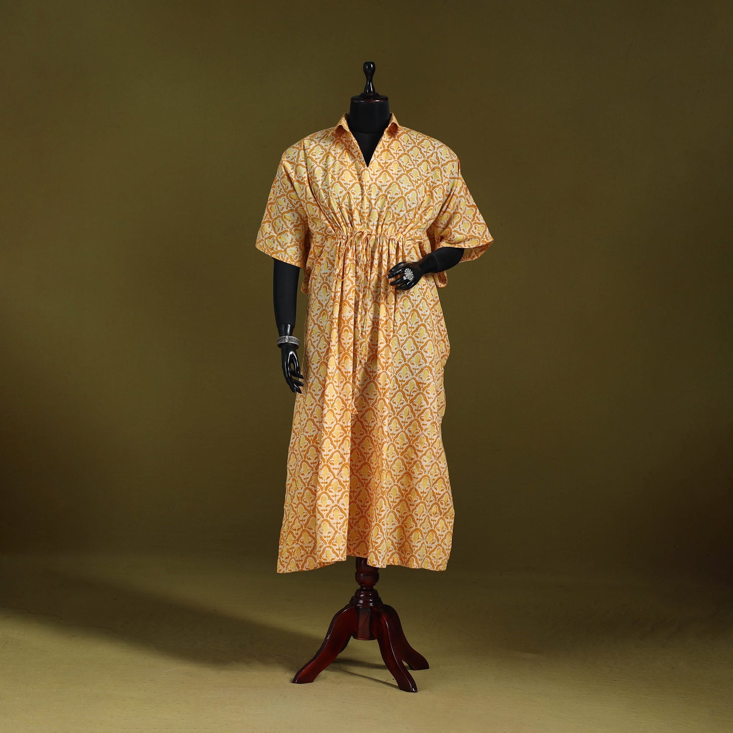 Hand batik cotton long kaftan 28 - handcrafted