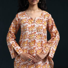 Hand batik cotton suit set with dupatta for women 03