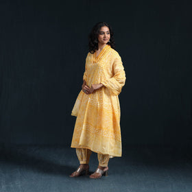Hand batik cotton suit set with dupatta for women 11