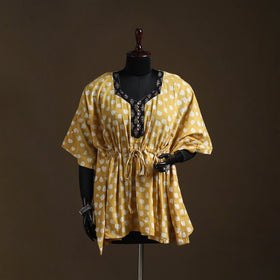 Hand block batik print patchwork cotton kaftan (short) 31