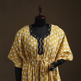 Hand block batik print patchwork cotton kaftan (short) 31