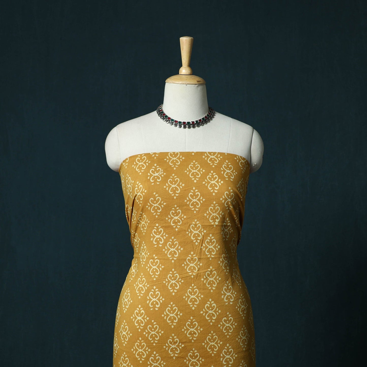 Hand block jaipur print cotton 3pc unstitched dress