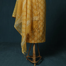 Hand block jaipur print cotton 3pc unstitched dress