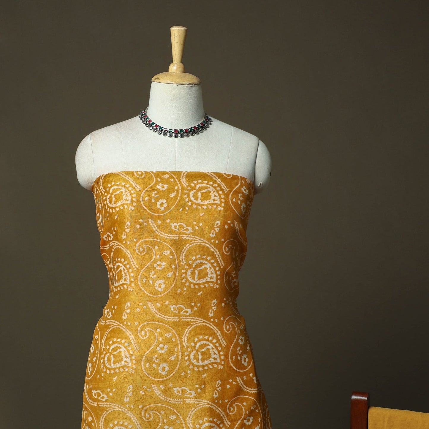 Hand block jaipur print maheshwari silk handloom 3pc