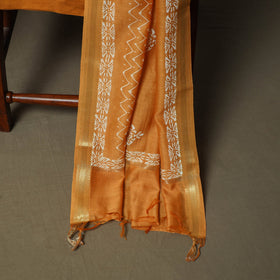 Hand block jaipur print maheshwari silk handloom 3pc