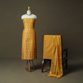 Hand block jaipur print maheshwari silk handloom 3pc