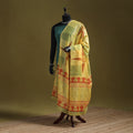 Hand chanderi silk sanganeri floral dupatta 44 - handcrafted