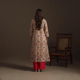 Hand cotton a-line sanganeri kurta for women 02