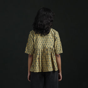 Hand block print cotton natural dyed ajrakh crop top 01