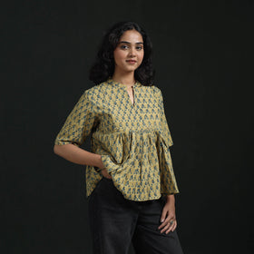 Hand block print cotton natural dyed ajrakh crop top 01