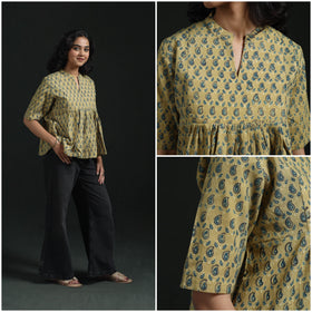 Hand block print cotton natural dyed ajrakh crop top 01