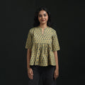 Hand block print cotton natural dyed ajrakh crop top 01