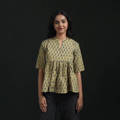 Hand block print cotton natural dyed ajrakh crop top 01