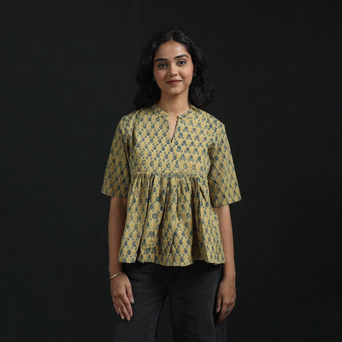 Hand block print cotton natural dyed ajrakh crop top 01