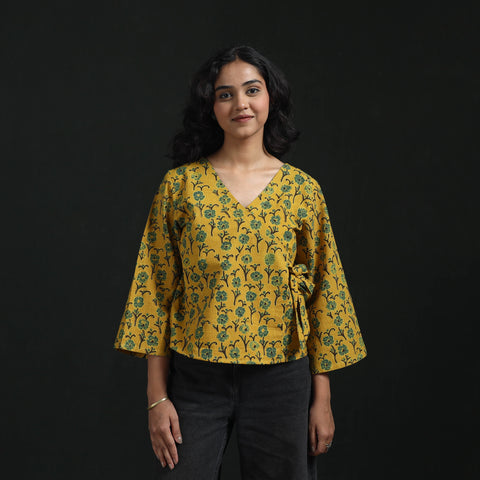 Hand block print cotton natural dyed angrakha ajrakh crop