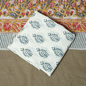 Hand block print cotton sanganeri 3pc unstitched dress