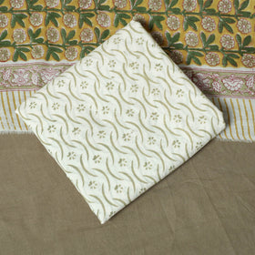 Hand block print cotton sanganeri 3pc unstitched dress