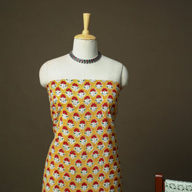 Hand block print cotton sanganeri 3pc unstitched dress