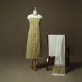 Hand block print cotton sanganeri 3pc unstitched dress