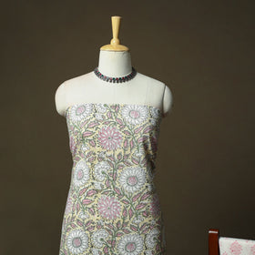 Hand block print cotton sanganeri 3pc unstitched dress