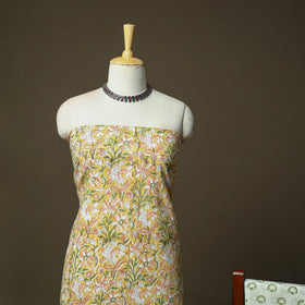 Hand block print cotton sanganeri 3pc unstitched dress
