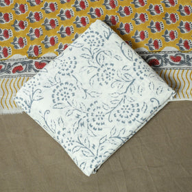 Hand block print cotton sanganeri 3pc unstitched dress