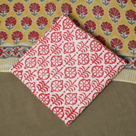 Hand block print cotton sanganeri 3pc unstitched dress