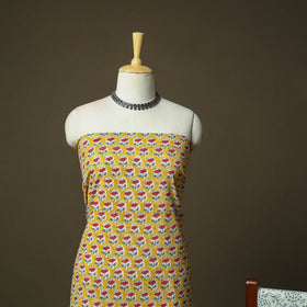 Hand block print cotton sanganeri 3pc unstitched dress