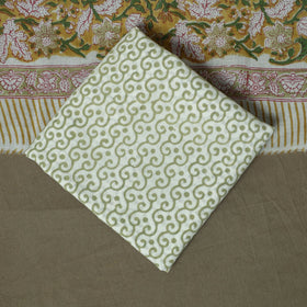 Hand block print cotton sanganeri 3pc unstitched dress