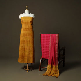 Hand block print mangalagiri cotton 3pc unstitched dress