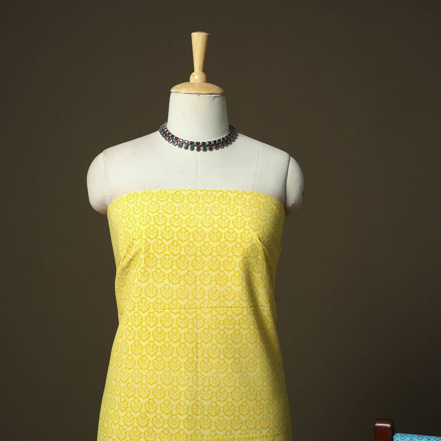 Hand block print mangalagiri cotton 3pc unstitched dress