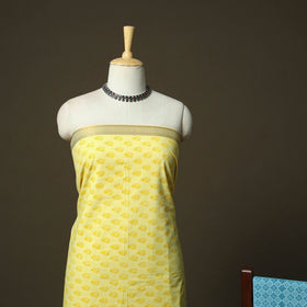 Hand block print mangalagiri cotton 3pc unstitched dress