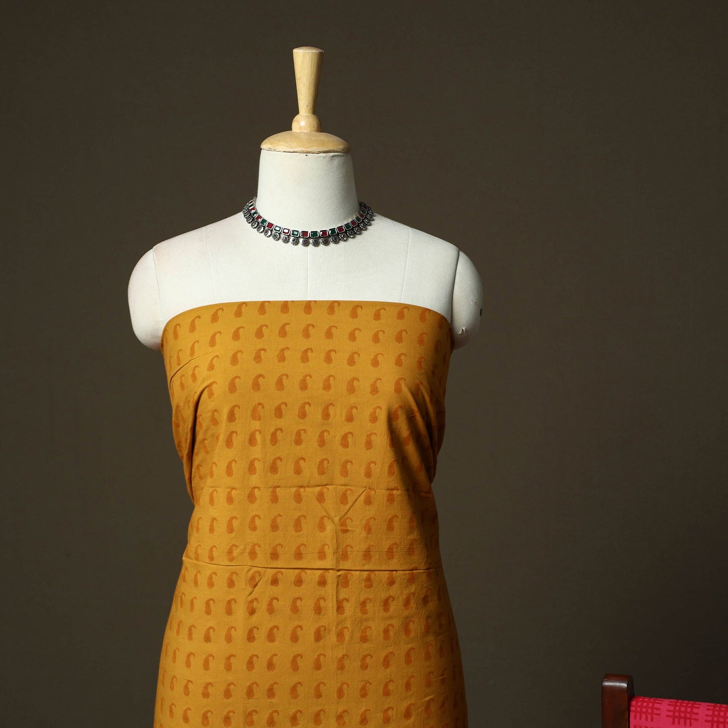 Hand block print mangalagiri cotton 3pc unstitched dress